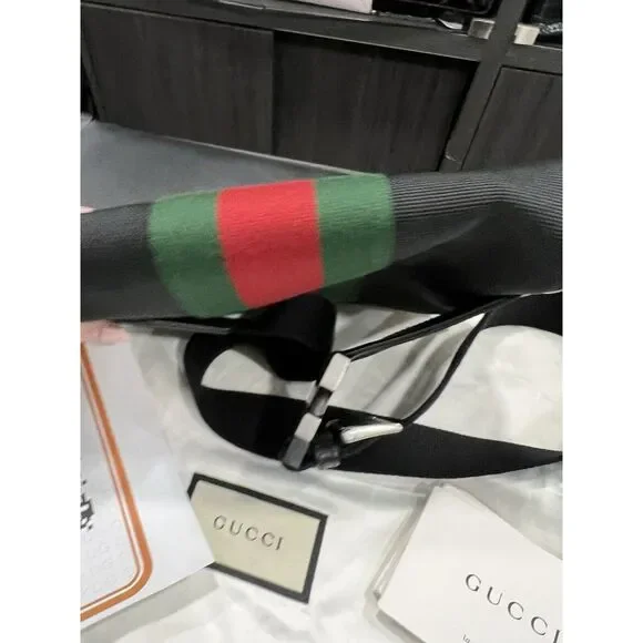 Gucci Techno Web Stripe Belt Bag W/Duster & Authenticity Retail $1400
